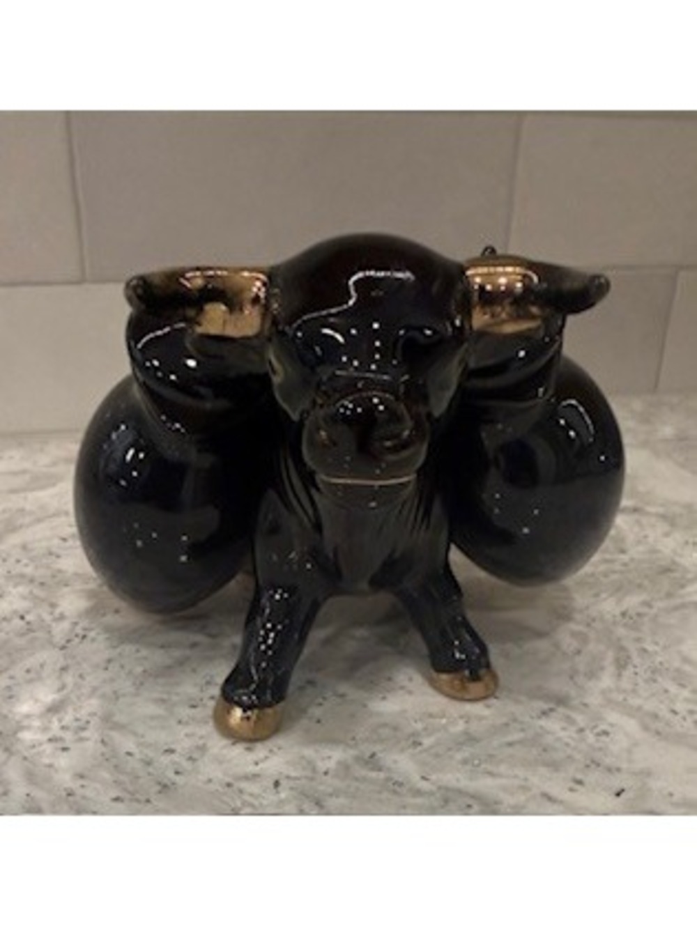 Vintage bull shaped oil and vinegar set
